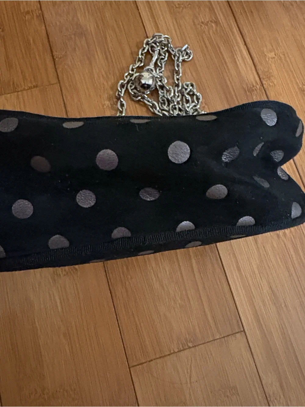Juicy Couture Black Shoulder Bag with Silver Polka Dots Adjustable strap